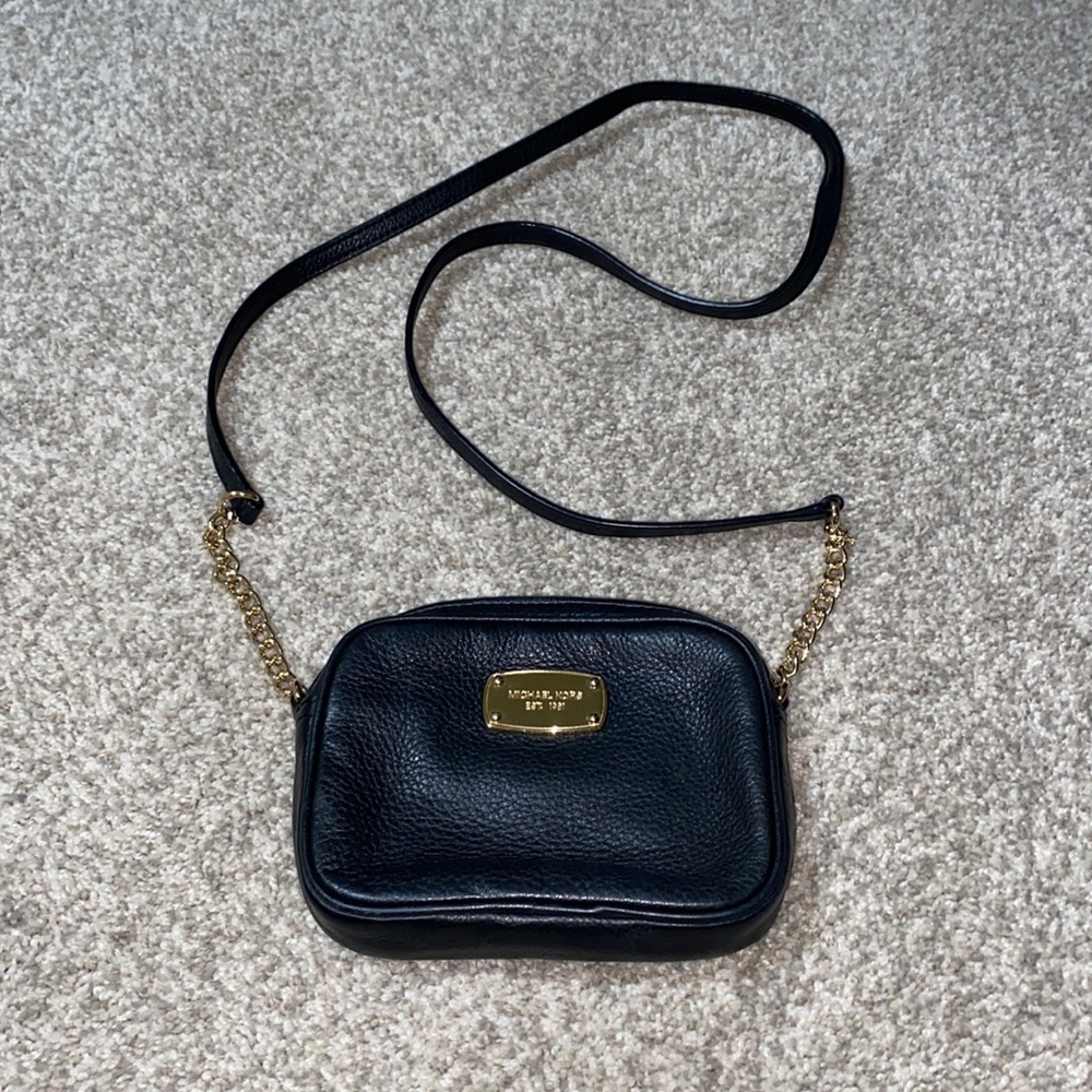 Michael Kors crossbody black leather mini bag